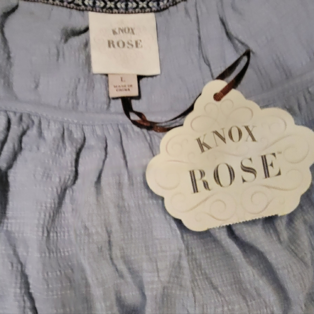 KNOX ROSE Top Blue Ruffled Size L - Picture 3 of 3